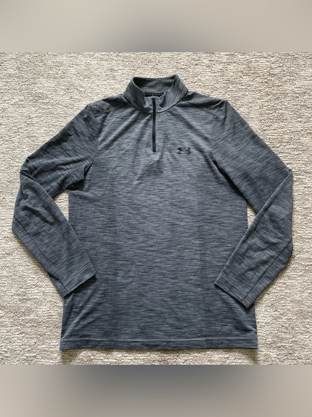 Under Armour Threadborne Men M Fitted 1/4 Zip Pullover Gray HeatGear Lightweight